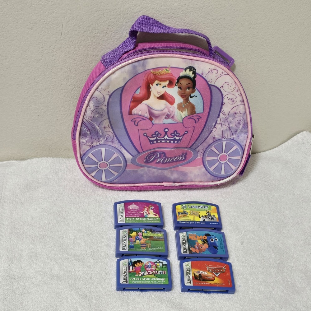 Leapster Game Lot of 6 Disney Dora Penguins Cars Backyardigans Pre-K 1st Grade